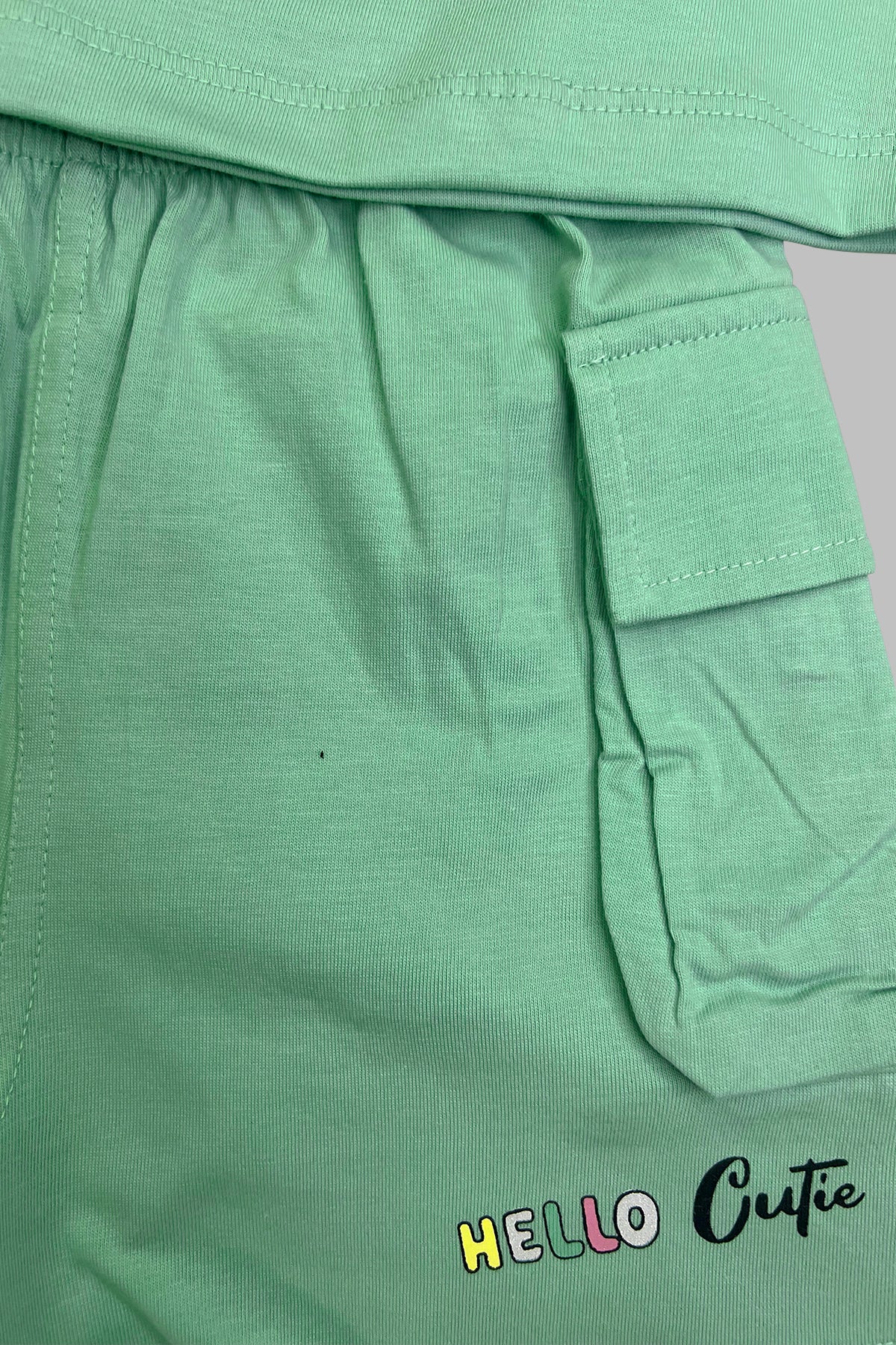 Teal Bunny and Teddy Shorts Set For Girls