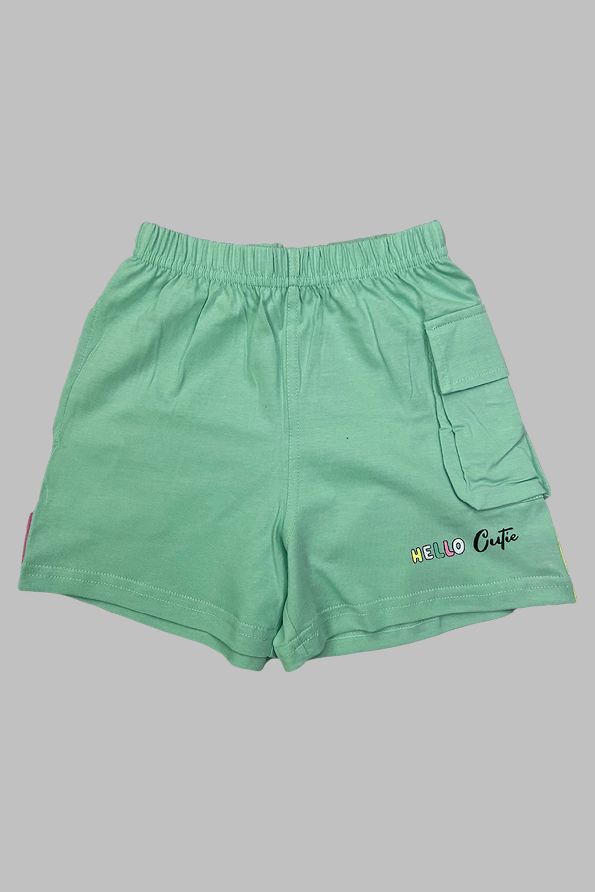 Teal Bunny and Teddy Shorts Set For Girls