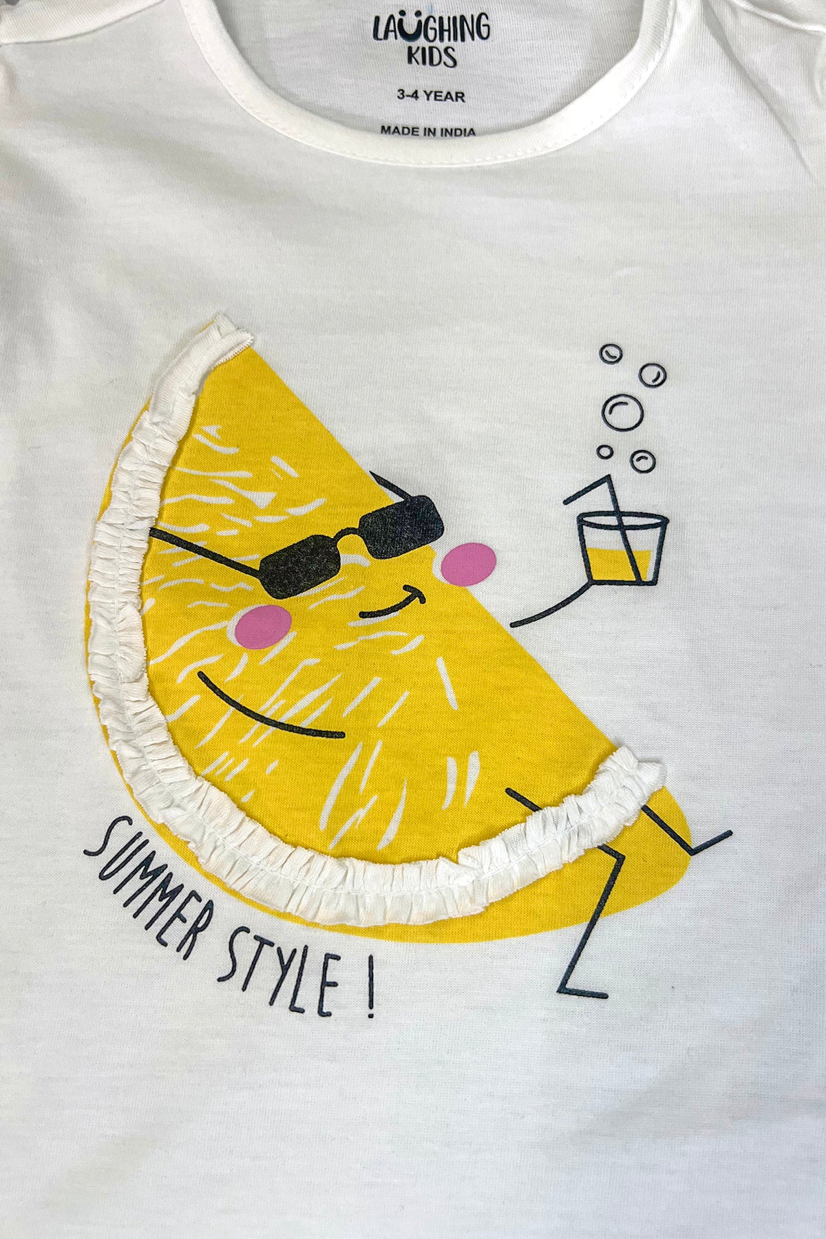 White Summer Special Shorts Set For Girls