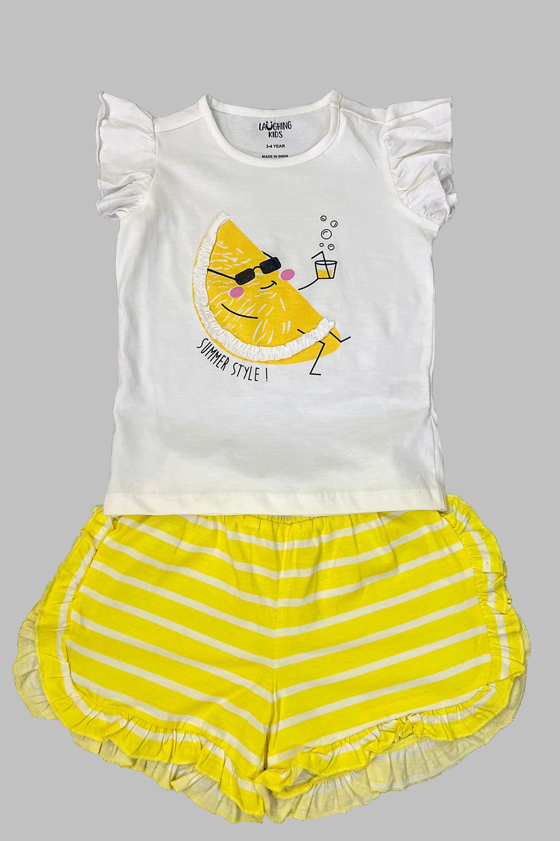 White Summer Special Shorts Set For Girls SH 25045