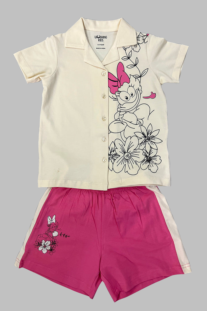 Duck Print Shirt And Shorts Sets For Girls
