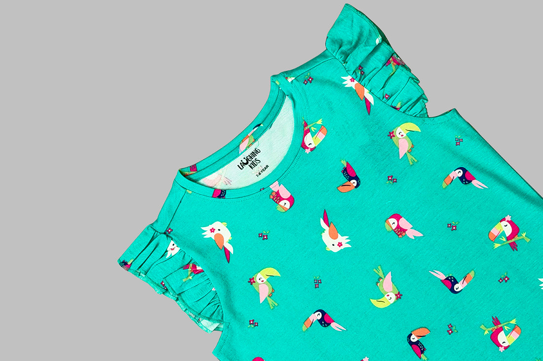 Colourful Parrot Shorts Set For Girls