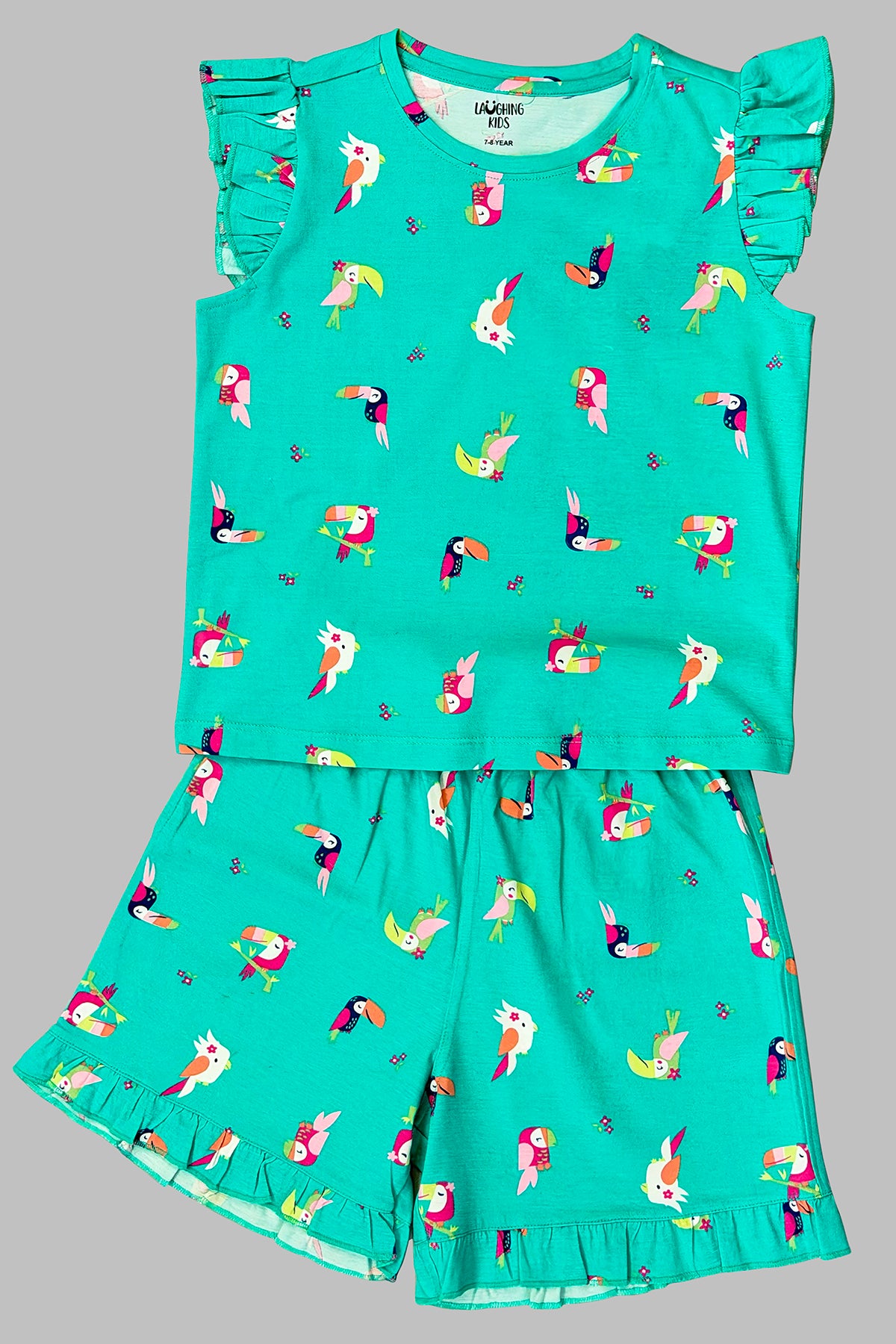 Colourful Parrot Shorts Set For Girls SH 25053