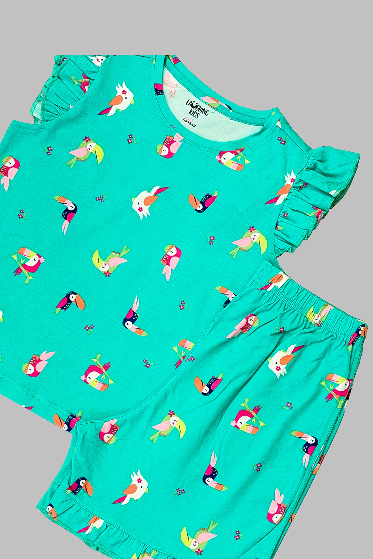 Colourful Parrot Shorts Set For Girls SH 25053