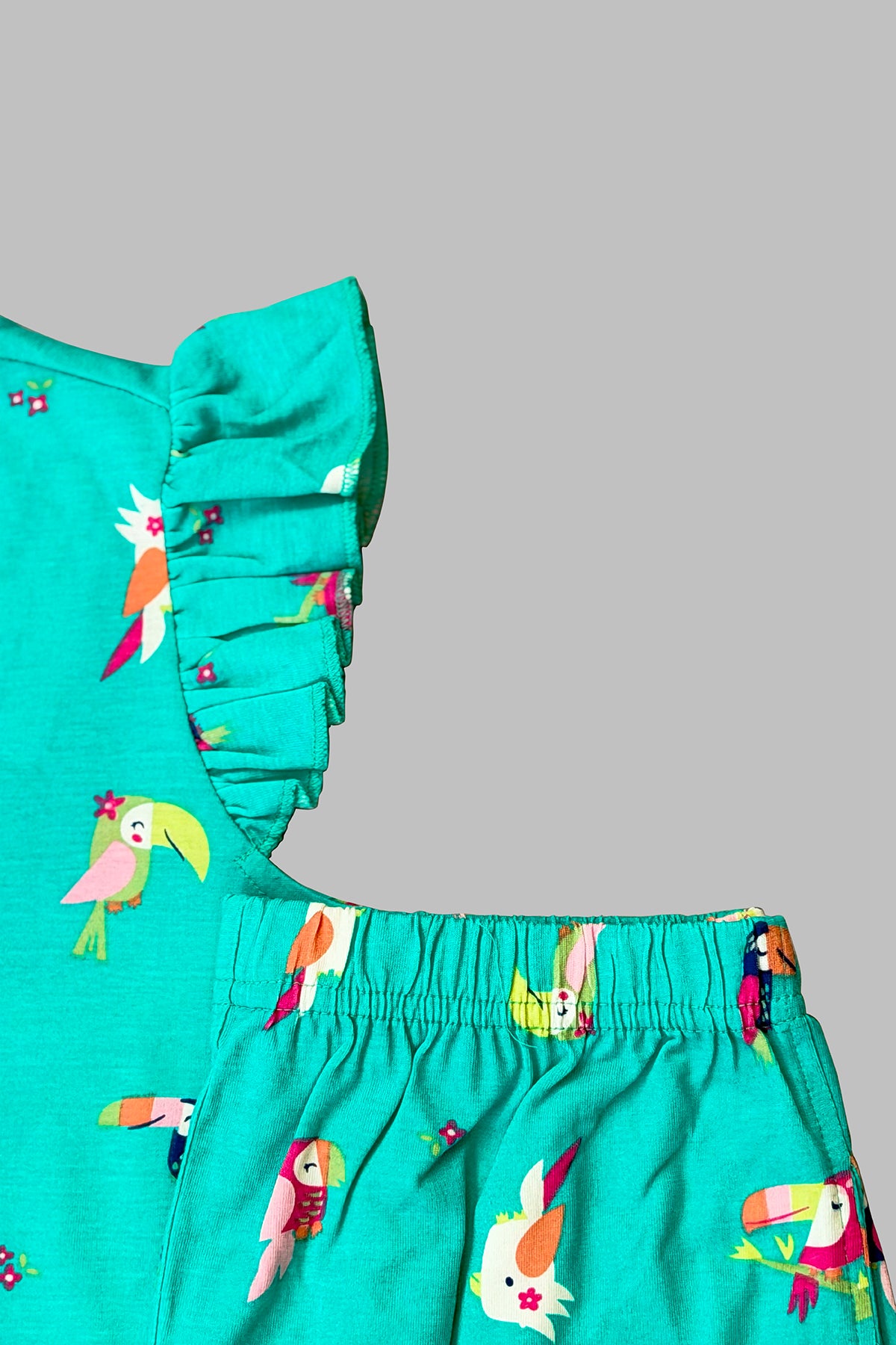 Colourful Parrot Shorts Set For Girls SH 25053
