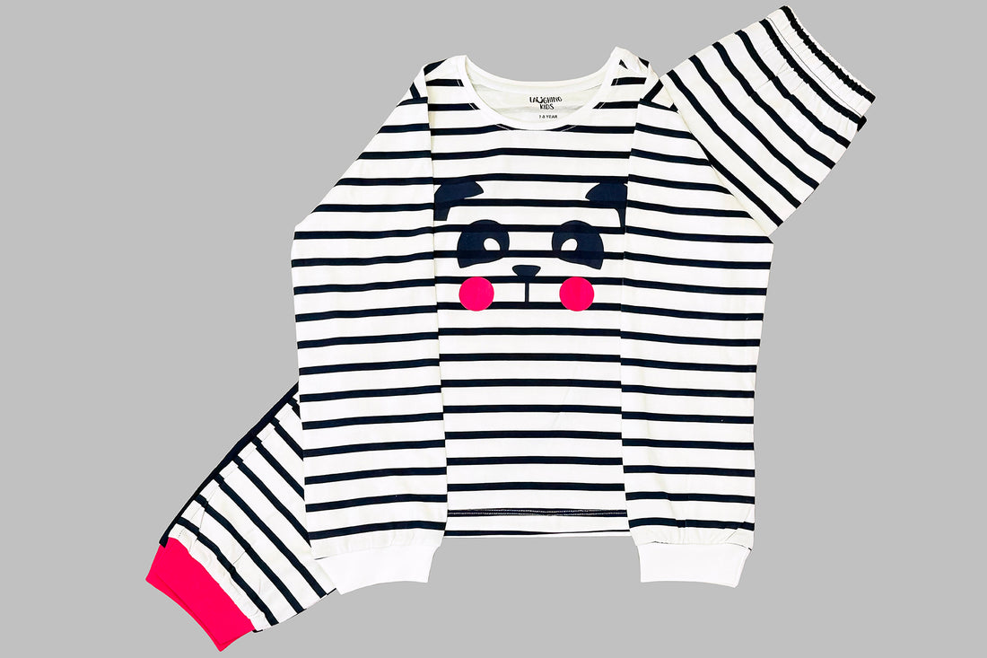 Polka Dot Stripes Cozy Nightsuits Top Pajama Set For Girls CZ 25025