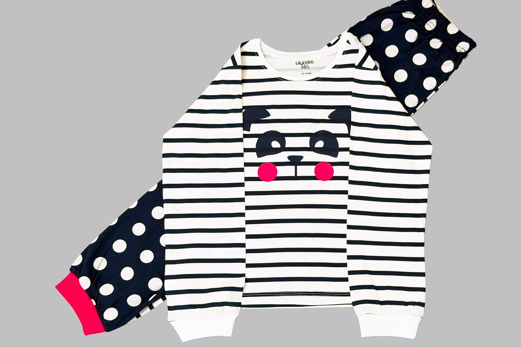 Polka Dot Stripes Cozy Nightsuits Top Pajama Set For Girls CZ 25025