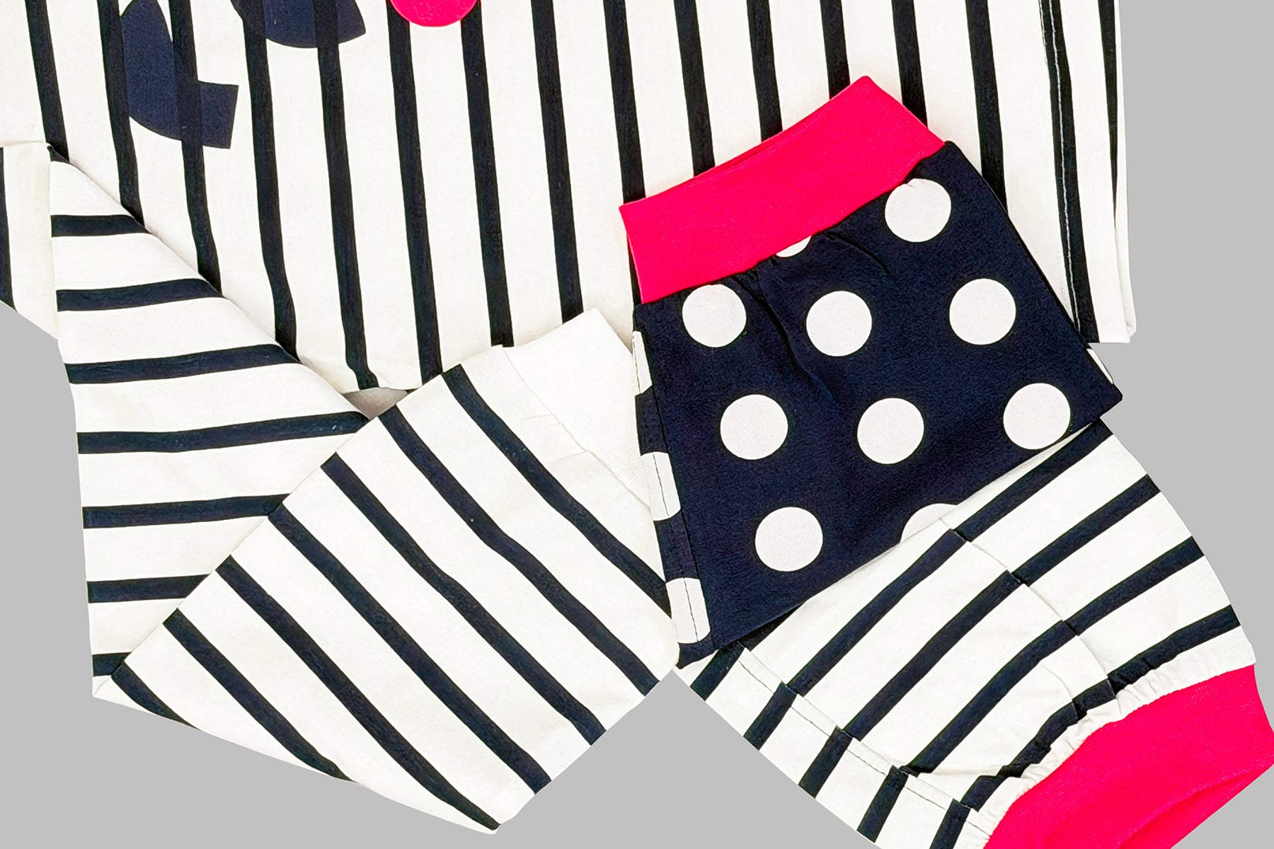 Polka Dot Stripes Cozy Nightsuits Top Pajama Set For Girls CZ 25025