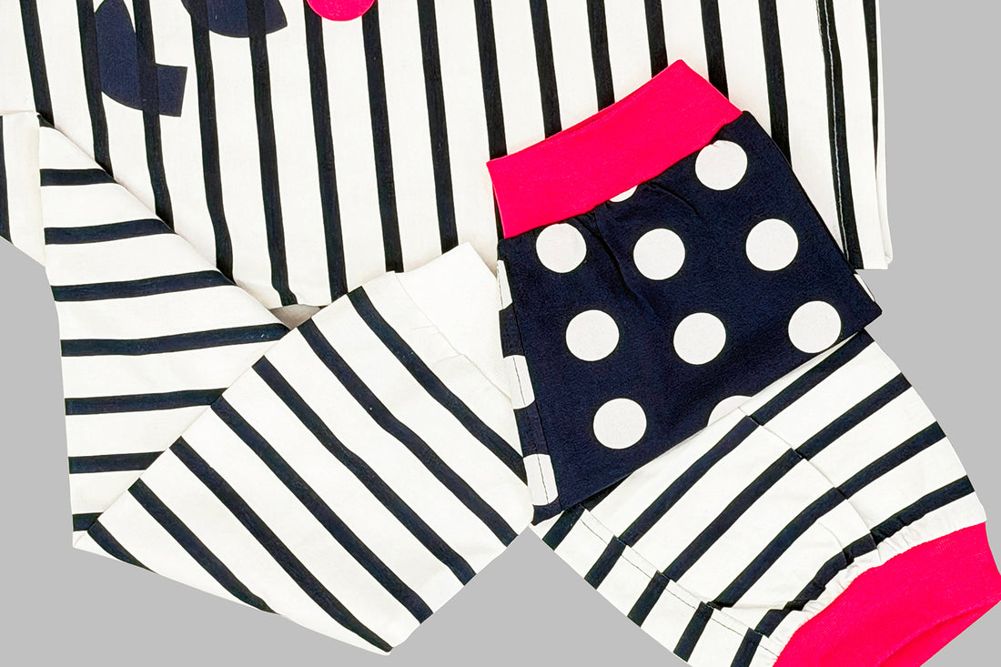 Polka Dot Stripes Cozy Nightsuits Top Pajama Set For Girls CZ 25025