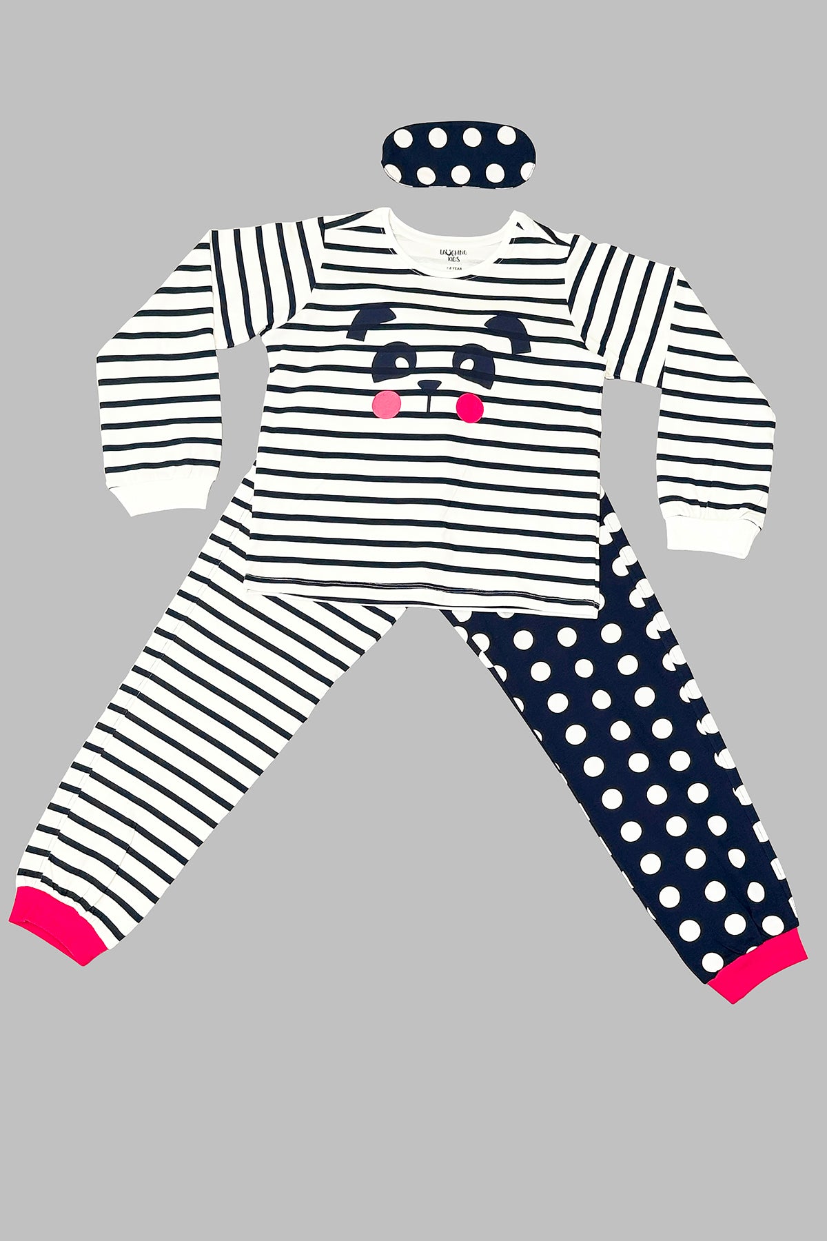 Polka Dot Stripes Cozy Nightsuits Top Pajama Set For Girls CZ 25025