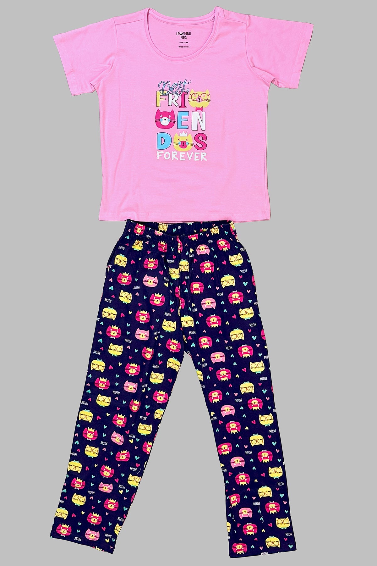 Pink & Navy "Best Friends Forever" Pajama Set For Girls PJ 25002