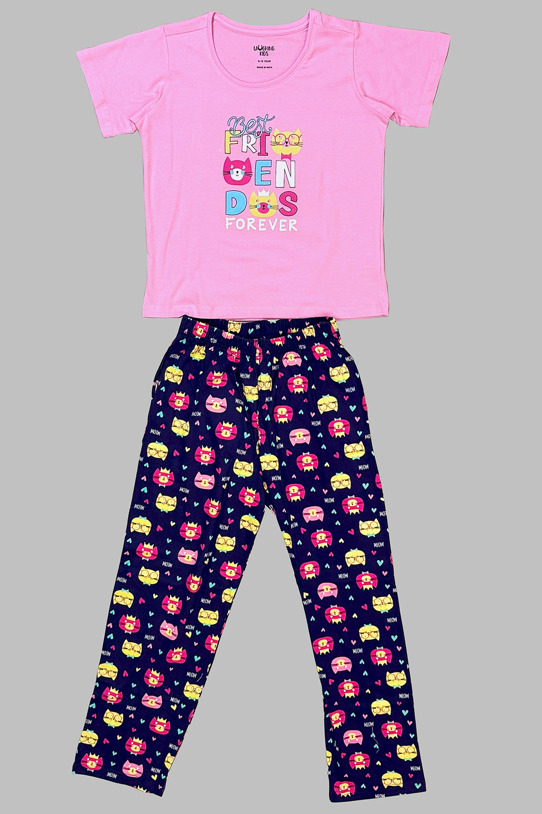 Pink & Navy "Best Friends Forever" Pajama Set For Girls PJ 25002