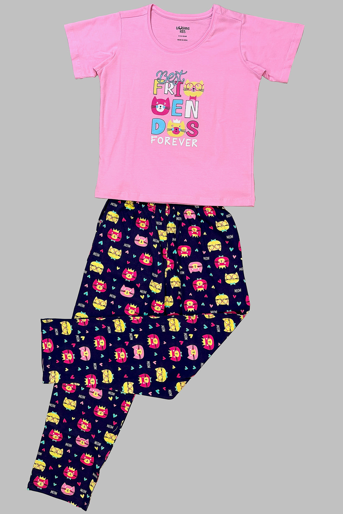 Pink & Navy "Best Friends Forever" Pajama Set For Girls PJ 25002
