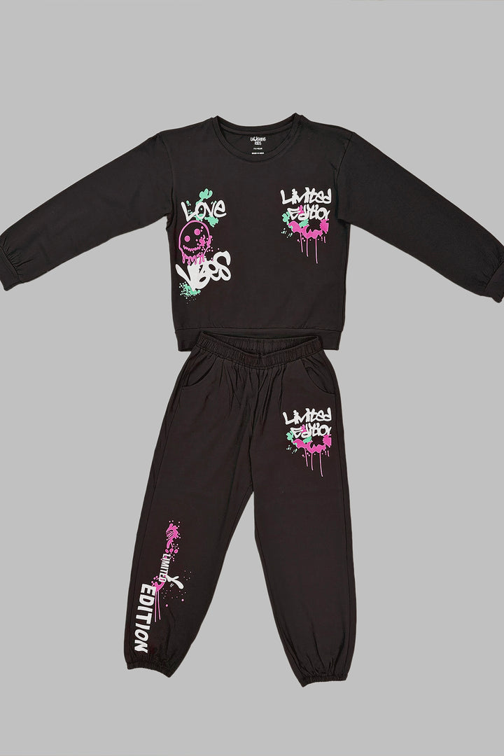 Black Full Sleeves Track Suits For Girls