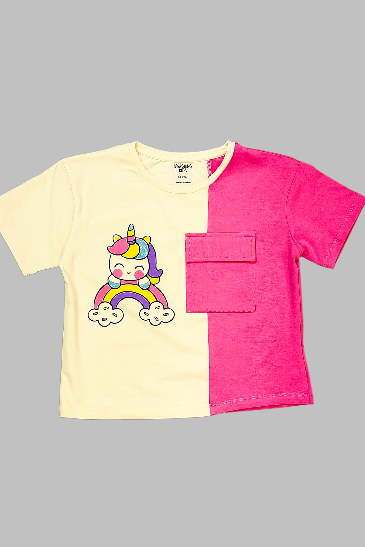 Unicorn Print Colour Block Top And Joggers Sets JG 25021