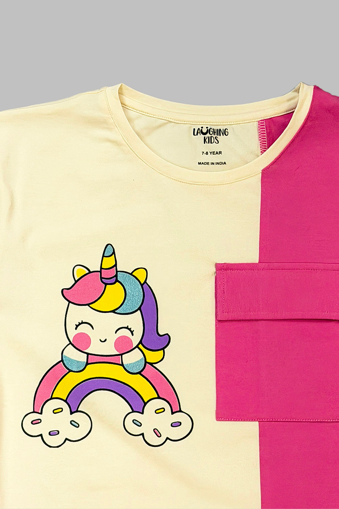 Unicorn Print Colour Block Top And Joggers Sets