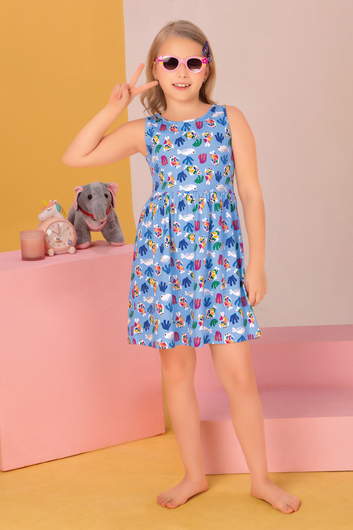 Aqua Underwater Wonderland Lounge Frock For Girls