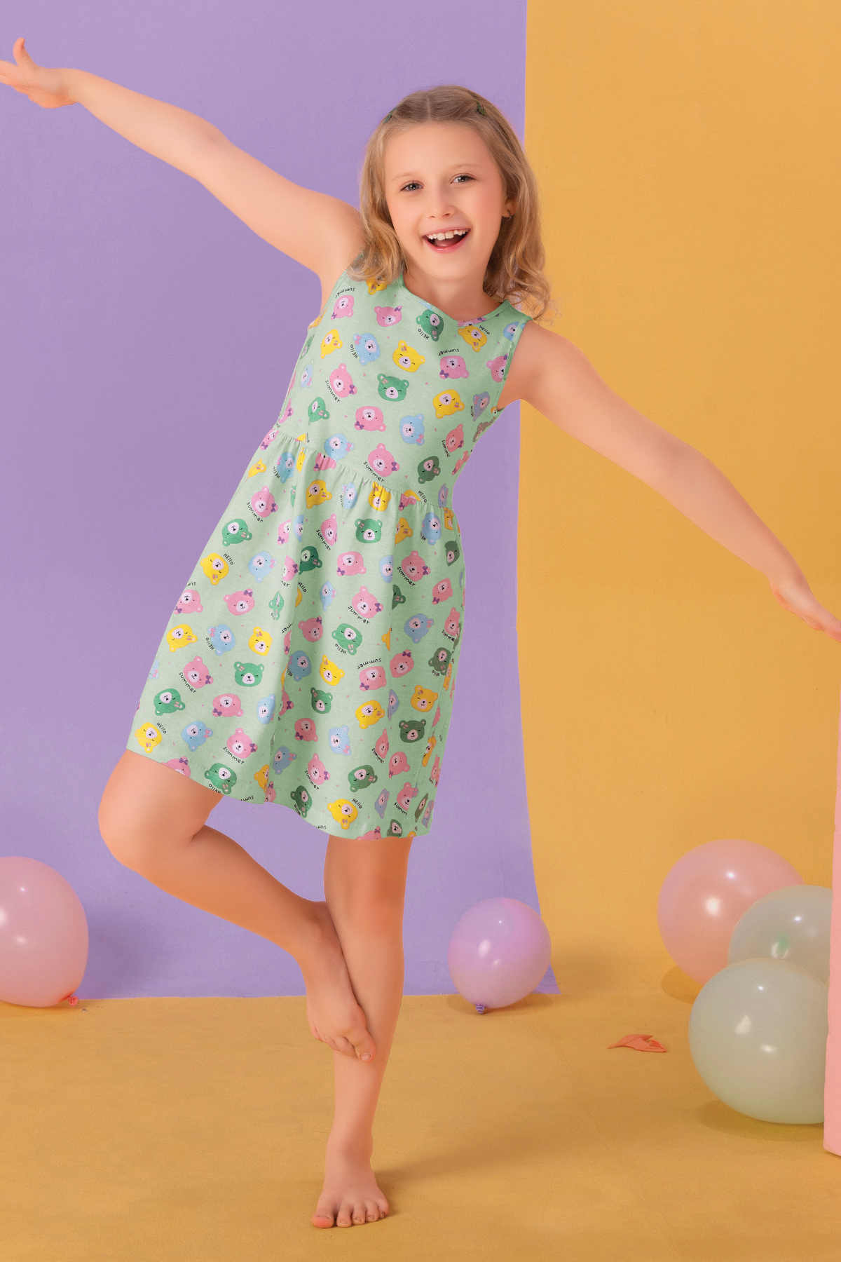 Teddy Dreams Lounge Frock For Girls DR 25067