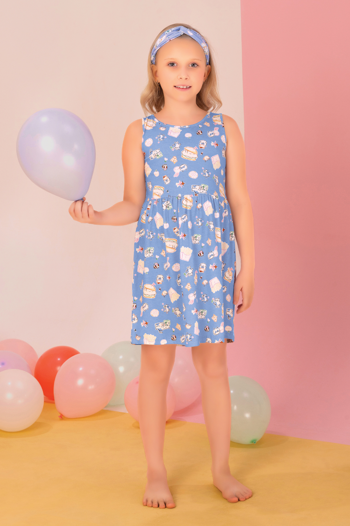 Kitty Cuddle Comfort Lounge Dress For Girls LK DR 25071
