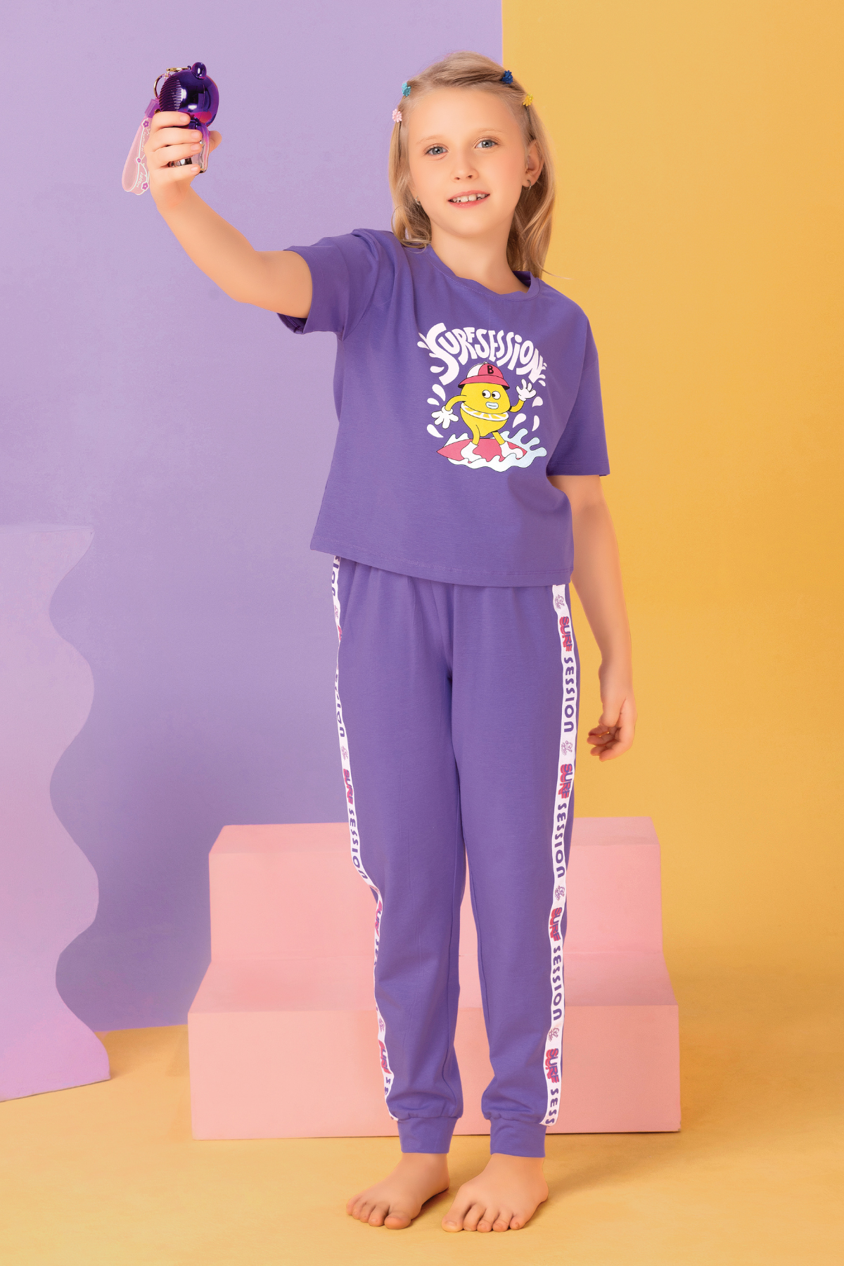 Dreamy Lavender Co-Ord Night Suit for Girls – Cozy Cotton Jogger Set
