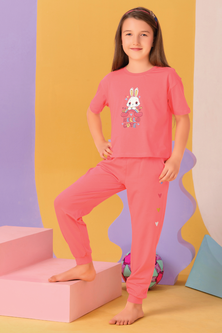 Funny Bunny Top And Joggers Sets For Girls