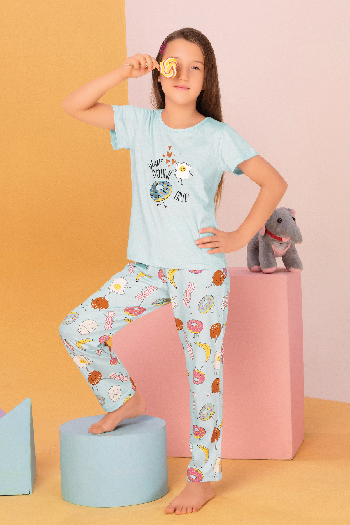 Doughnut Dreams Top Pajama Set For Girls