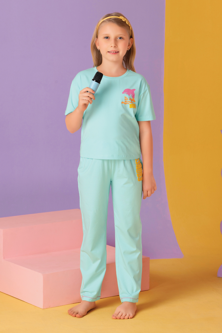 Dream with Dolphins Top Pajama Sets For Girls PJ 25010