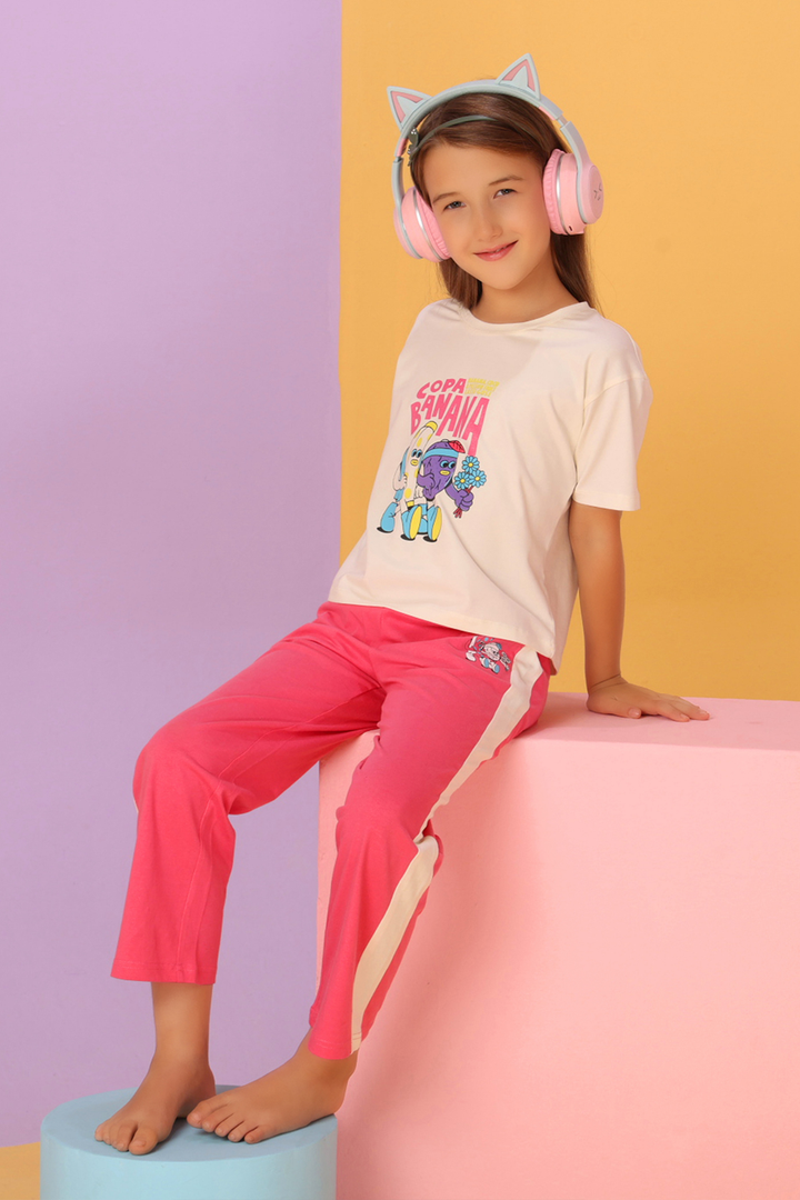 Banana Bliss Top Pajama Set For Girls