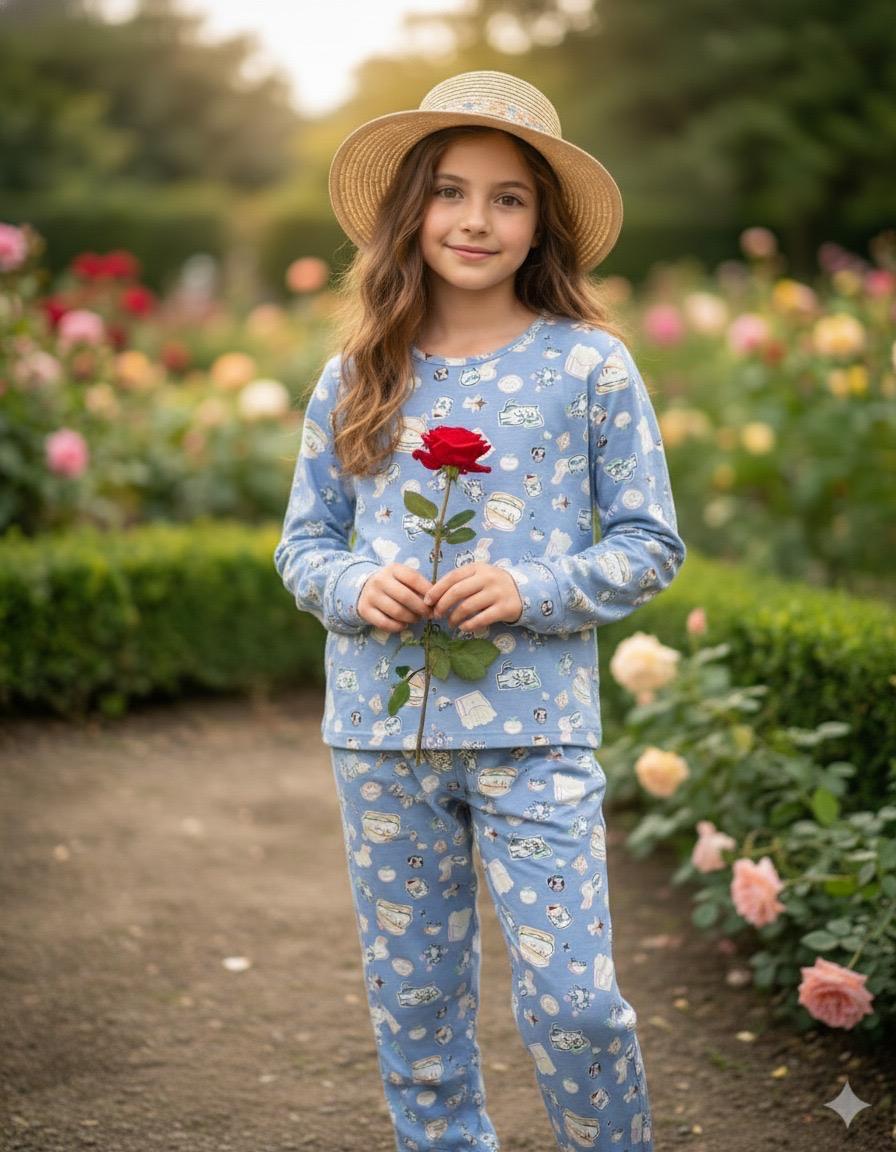 Cute Kitty Cozy Nightsuits Top Pajama Set For Girls CZ 25027