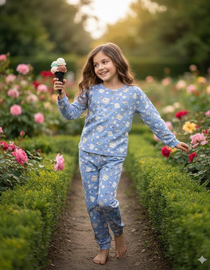 Cute Kitty Cozy Nightsuits Top Pajama Set For Girls CZ 25027