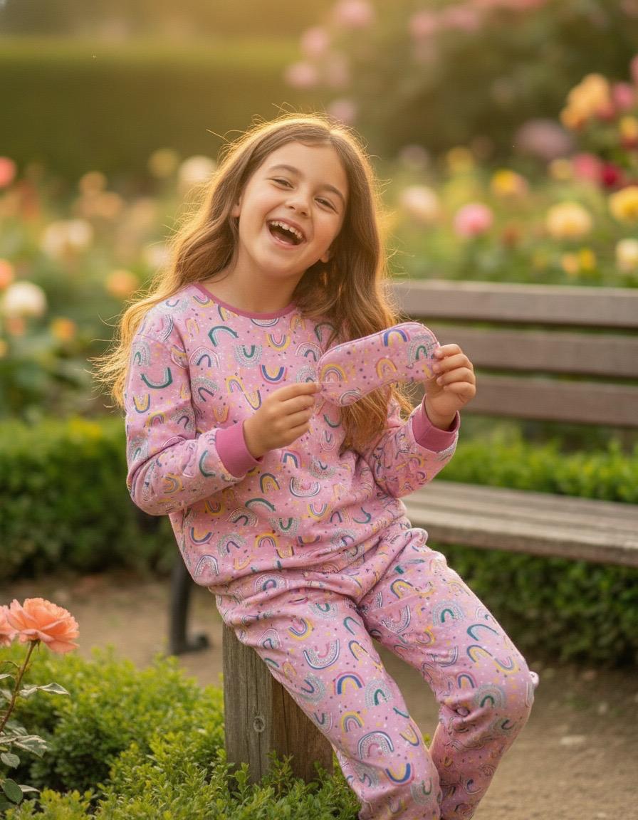 Rainbow Cute Cozy Nightsuits Top Pajama Set For Girls
