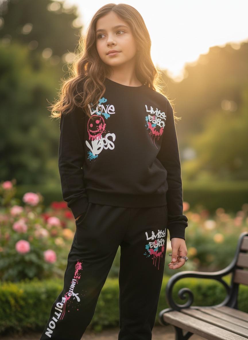 Black Full Sleeves Track Suits For Girls TR 25077