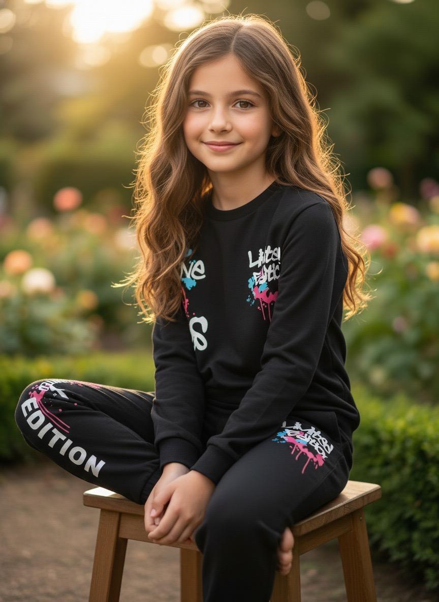 Black Full Sleeves Track Suits For Girls
