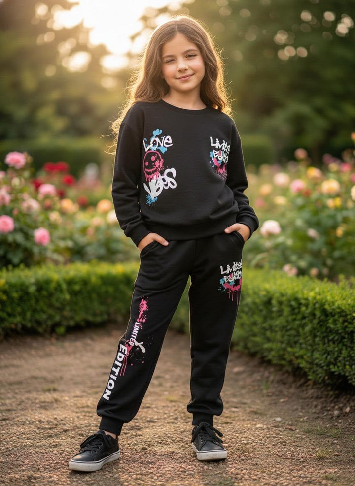 Black Full Sleeves Track Suits For Girls