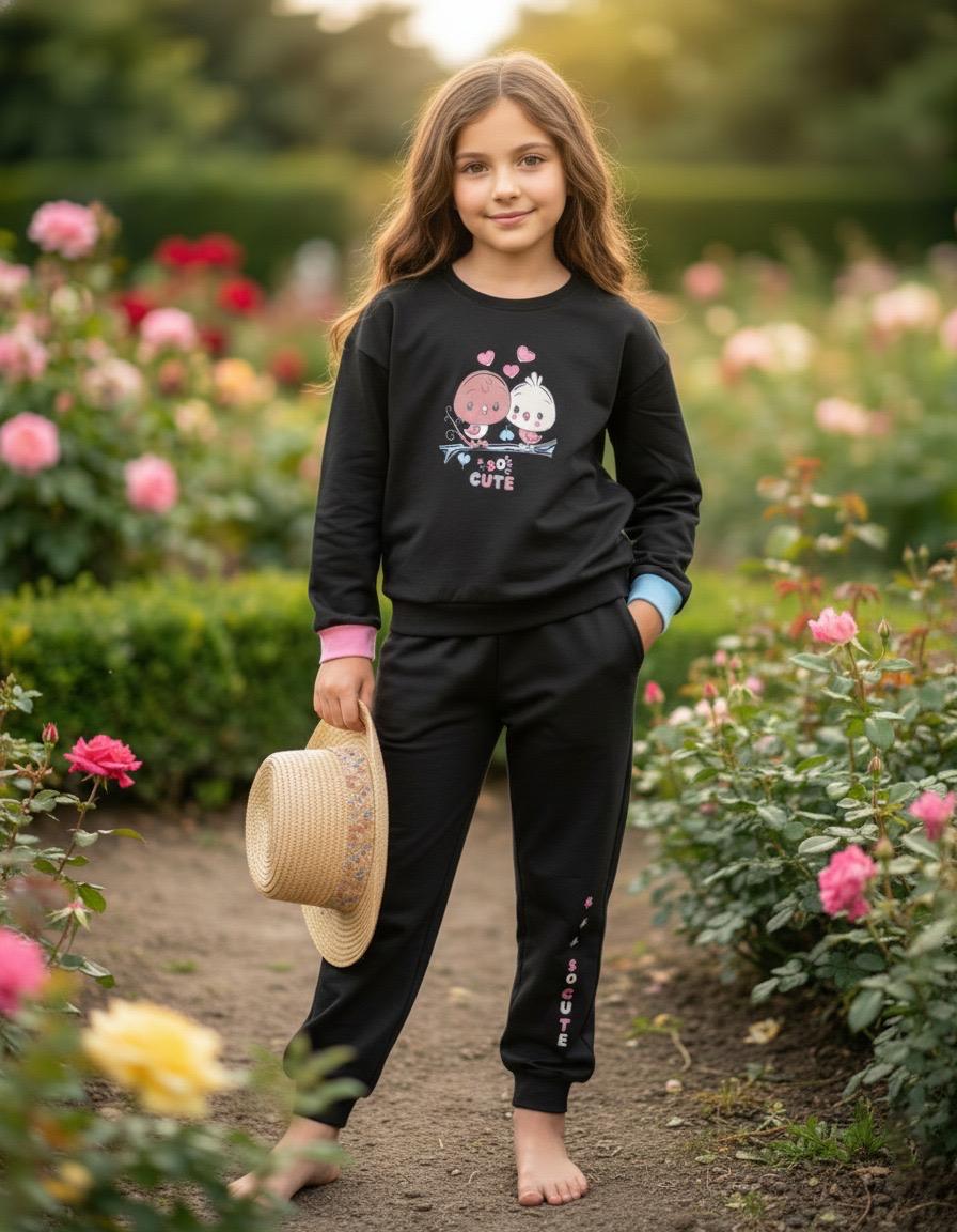 Black Full Sleeves Track Suits For Girls