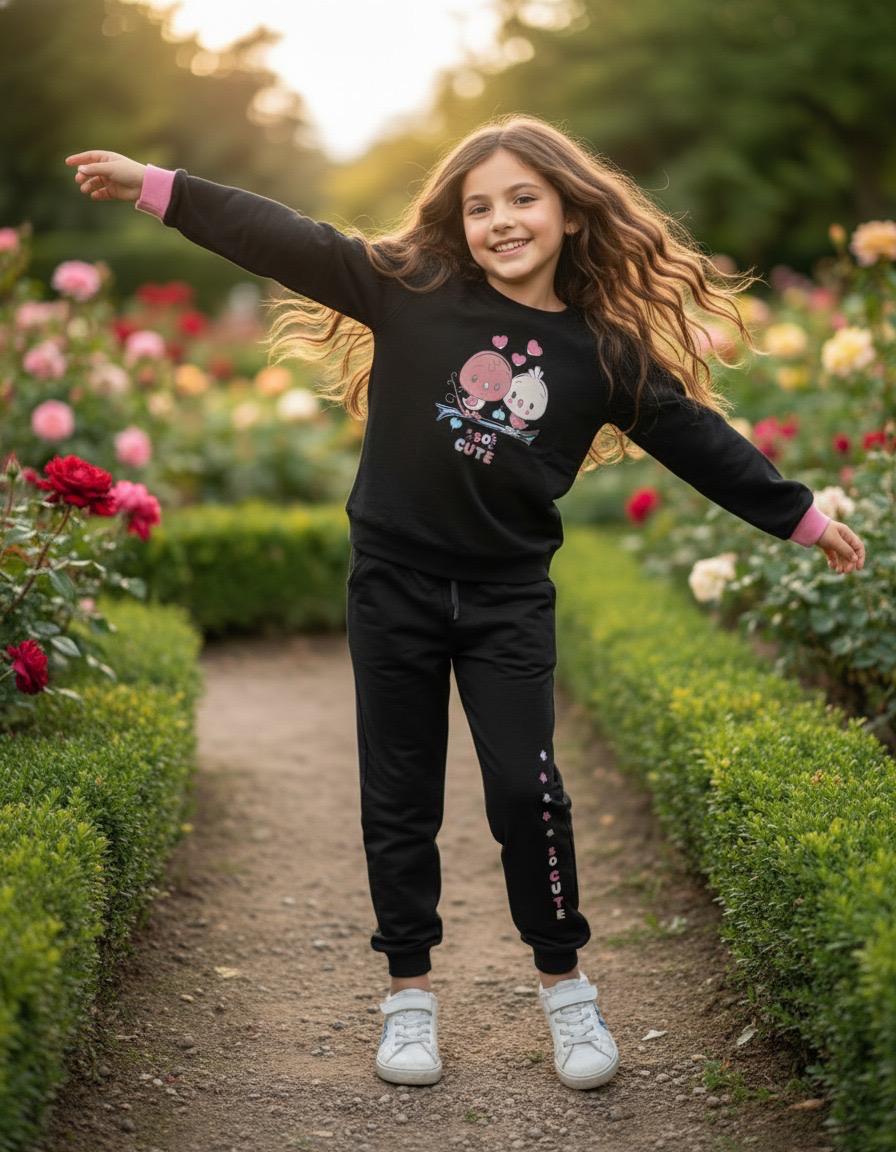 Black Full Sleeves Track Suits For Girls TR 25079