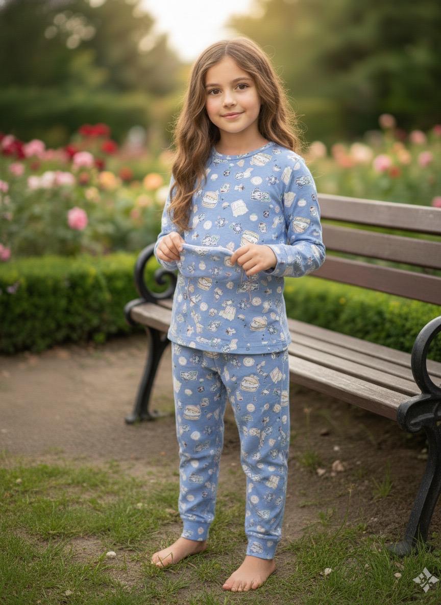 Cute Kitty Cozy Nightsuits Top Pajama Set For Girls CZ 25027