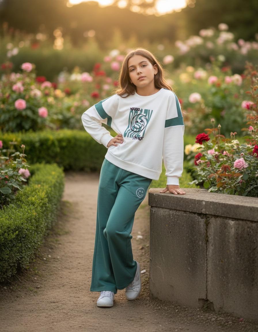 White Full Sleeves Track Suits For Girls