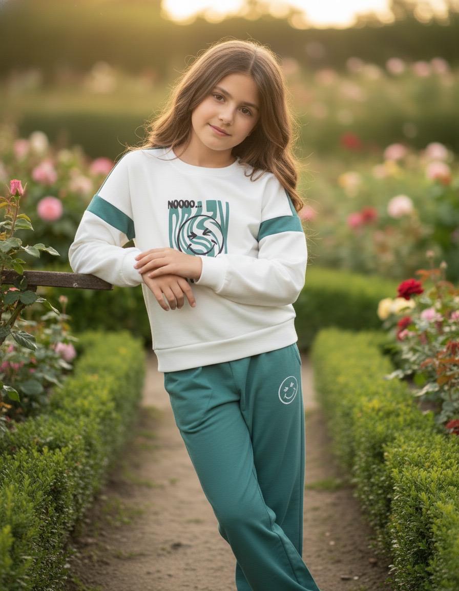 White Full Sleeves Track Suits For Girls