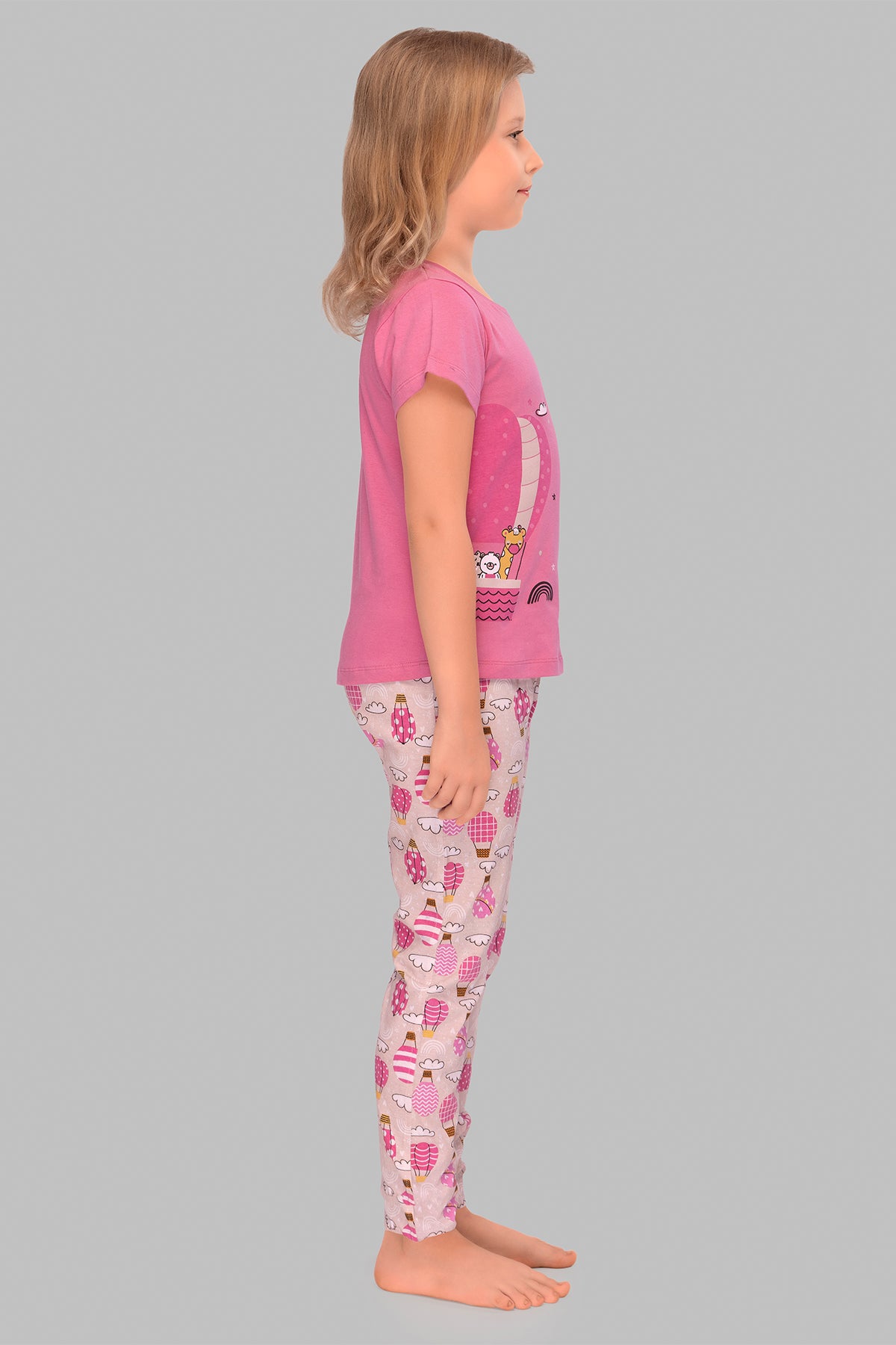 Flight of Fancy: Pink Parachute Top Pajama Set for Kids