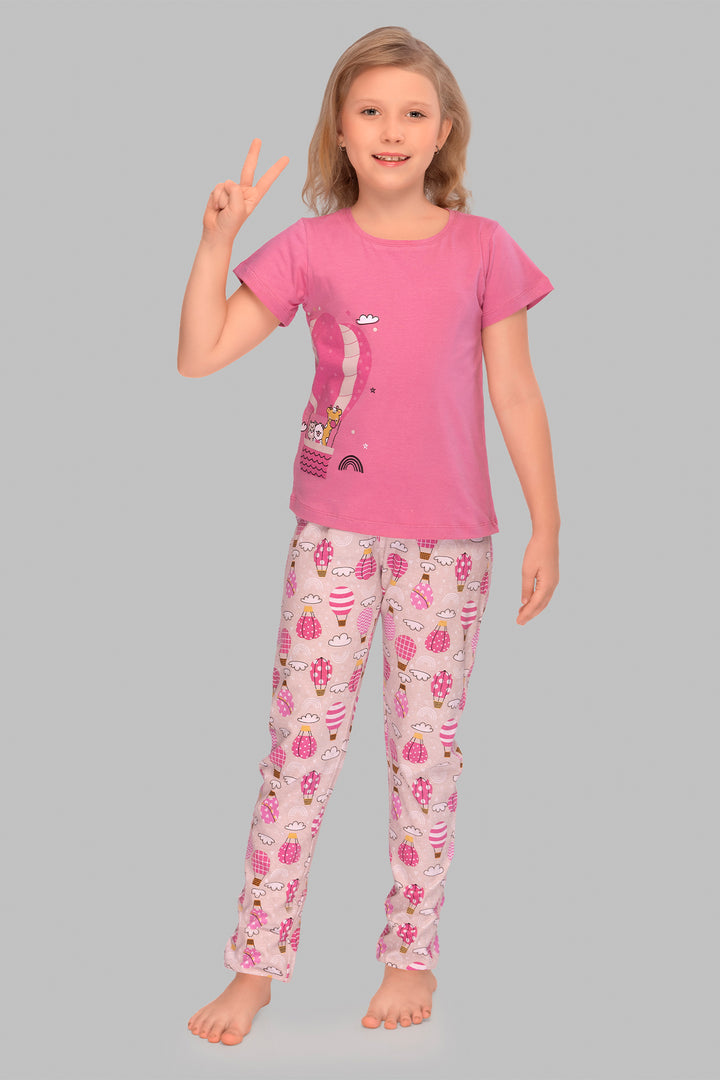 Flight of Fancy: Pink Parachute Top Pajama Set for Kids PJ 25004