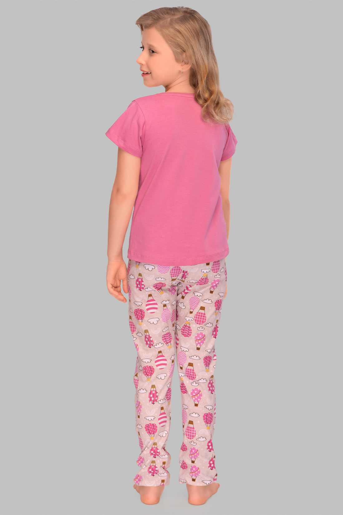 Flight of Fancy: Pink Parachute Top Pajama Set for Kids