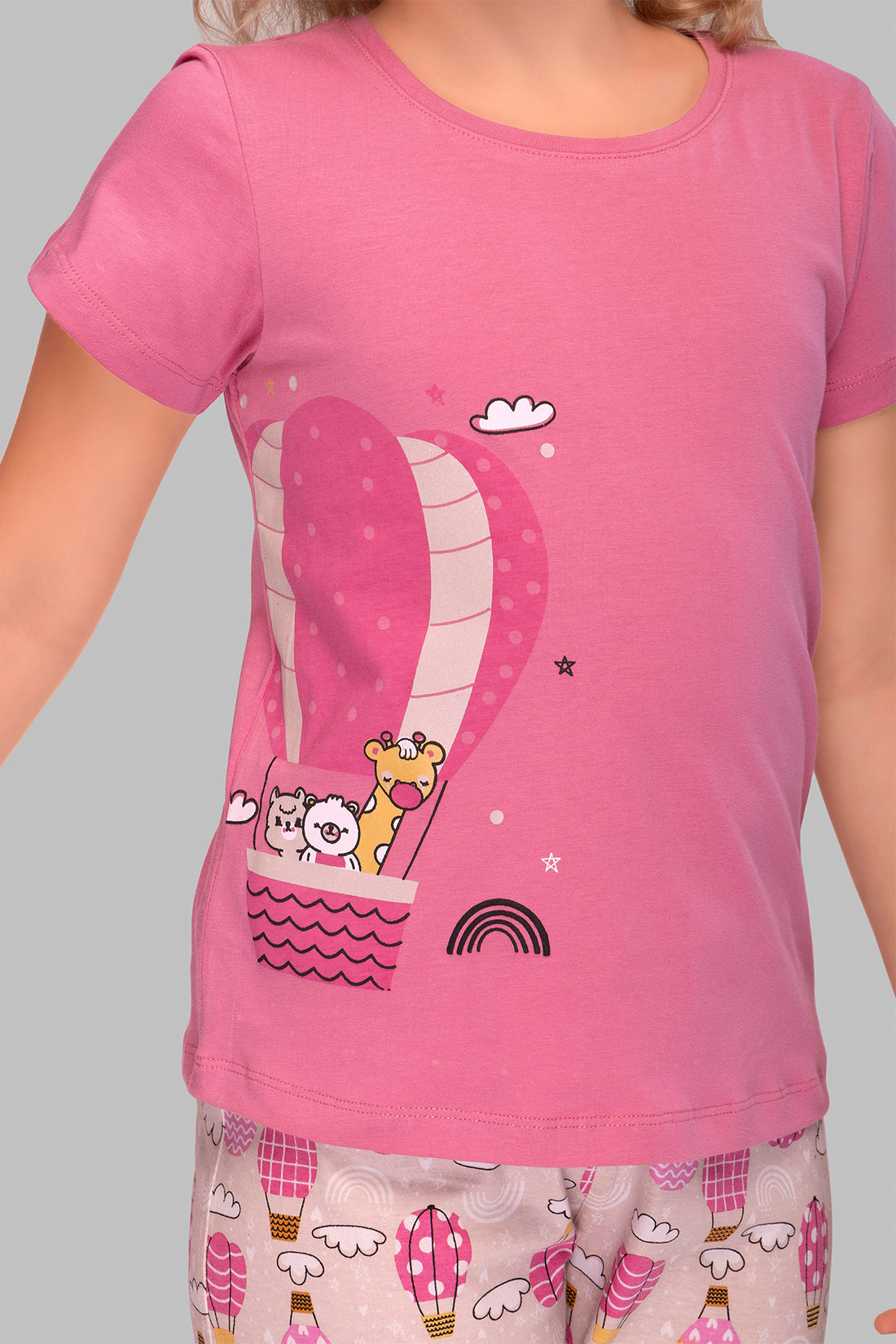 Flight of Fancy: Pink Parachute Top Pajama Set for Kids