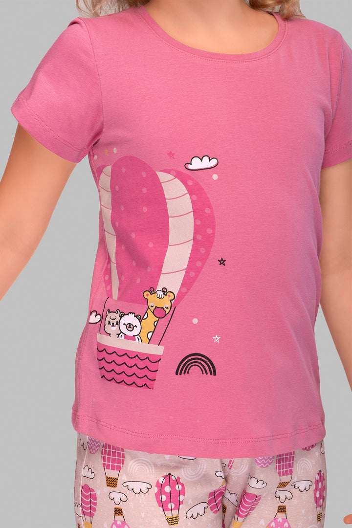 Flight of Fancy: Pink Parachute Top Pajama Set for Kids